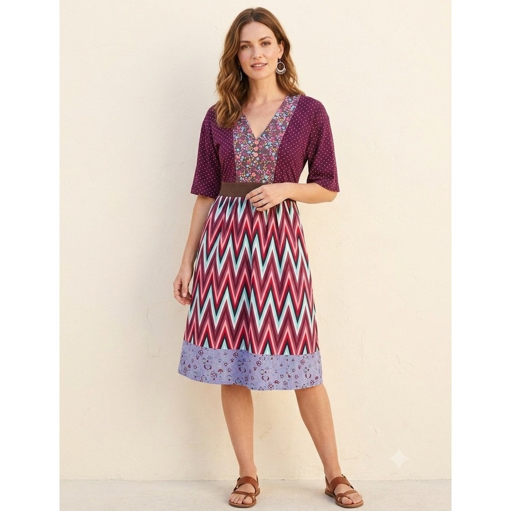 Matilda Jane Paint by Numbers Dress Womens XL Purple Mixed‎ Print Excellent